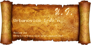Urbanovics Irén névjegykártya